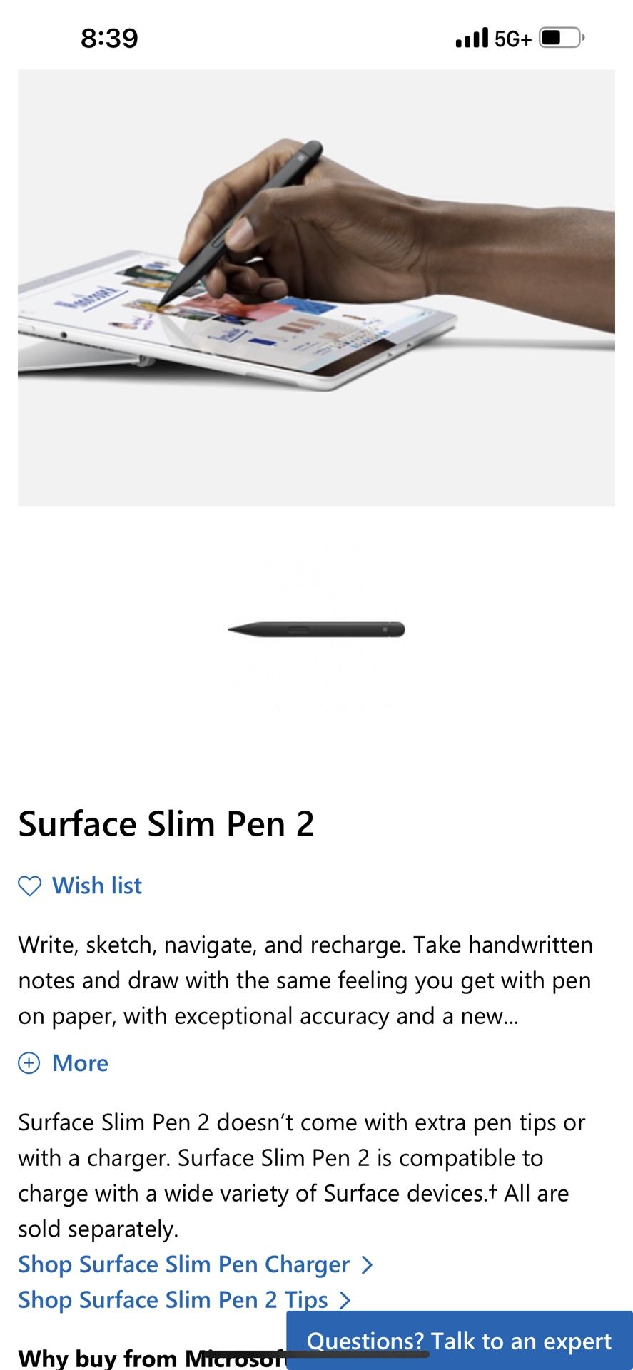 Microsoft Surface Slim Pen 2 & Charger 