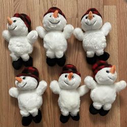 6 Plush Christmas Snowmen-9 Inches Tall 