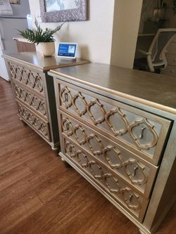 “Vintage Matching Dresser Set – Ornate Geometric Design – Sold Separately or Together”