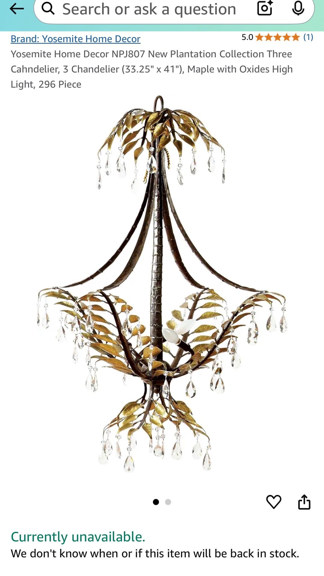 Glam Hollywood regency chandelier.