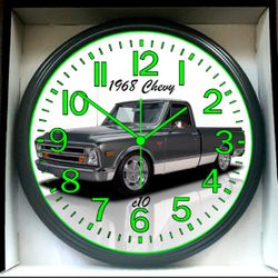 1968 Chevy C10 Truck Bagged Glow In The Dark Wall Clock New!