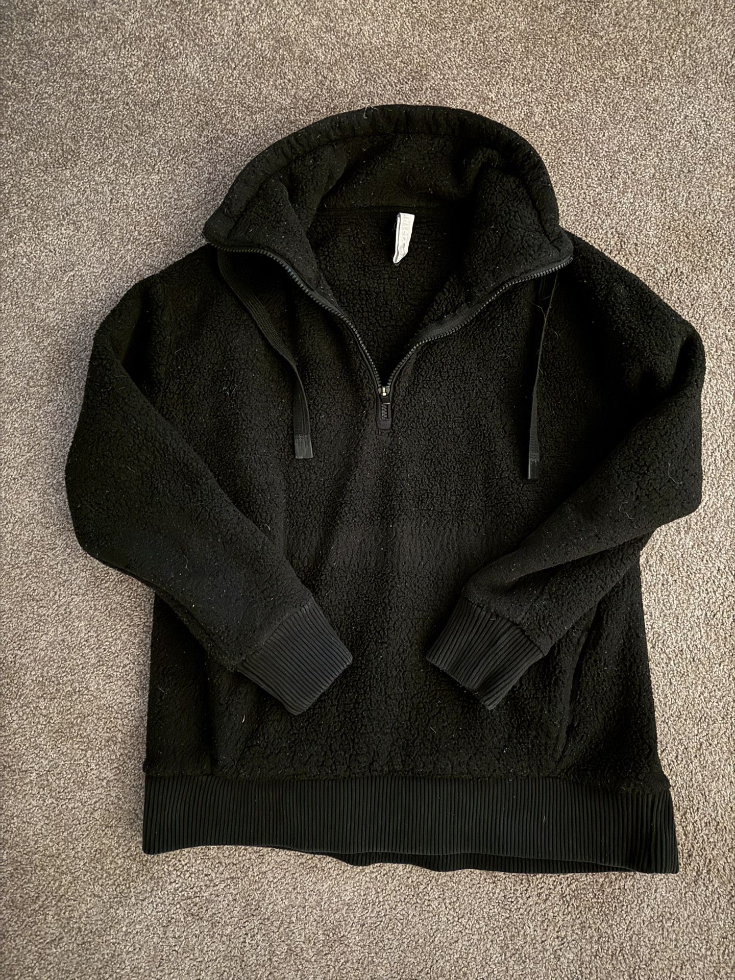 Athleta 3/4 Zip Black Sherpa Fleece Pullover Jacket Women’s Size Small S
