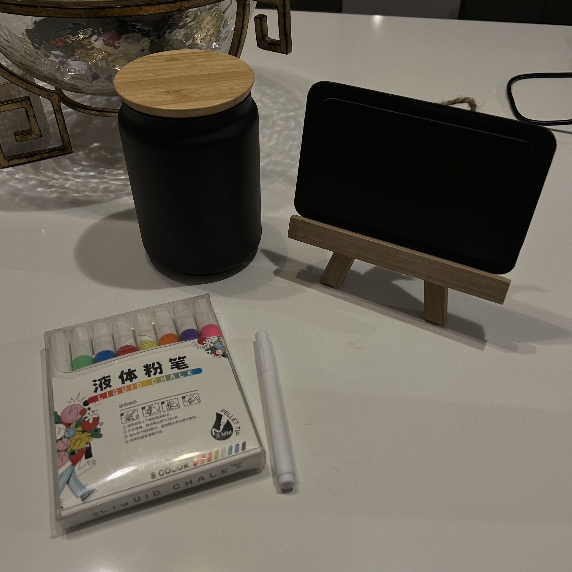 Canvas Bamboo Cup Liquid Chalk Set With Markers Sign Chalk Set