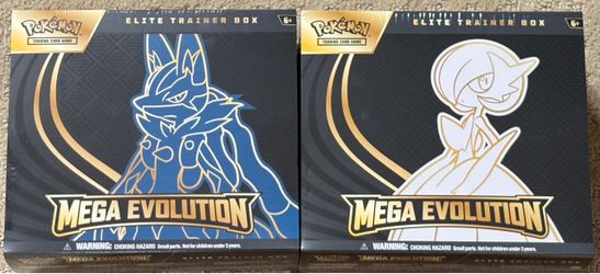Mega Evolutions Base Set Lucario and Gardevoir ETBs