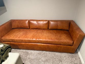 Cognac Brown Leather Sofa