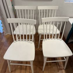 4 White Wooden Chairs