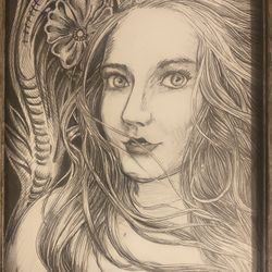 Framed Pencil Portrait Drawing