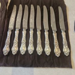 Sterling Silver table Knives Lilly Patt By Whiting Circa 1900