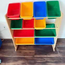 Kids Toy Storage Shelf w/ Color Bins
