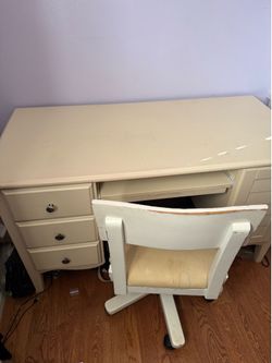 Solid Wood Desk with Drawers (Chair Included)