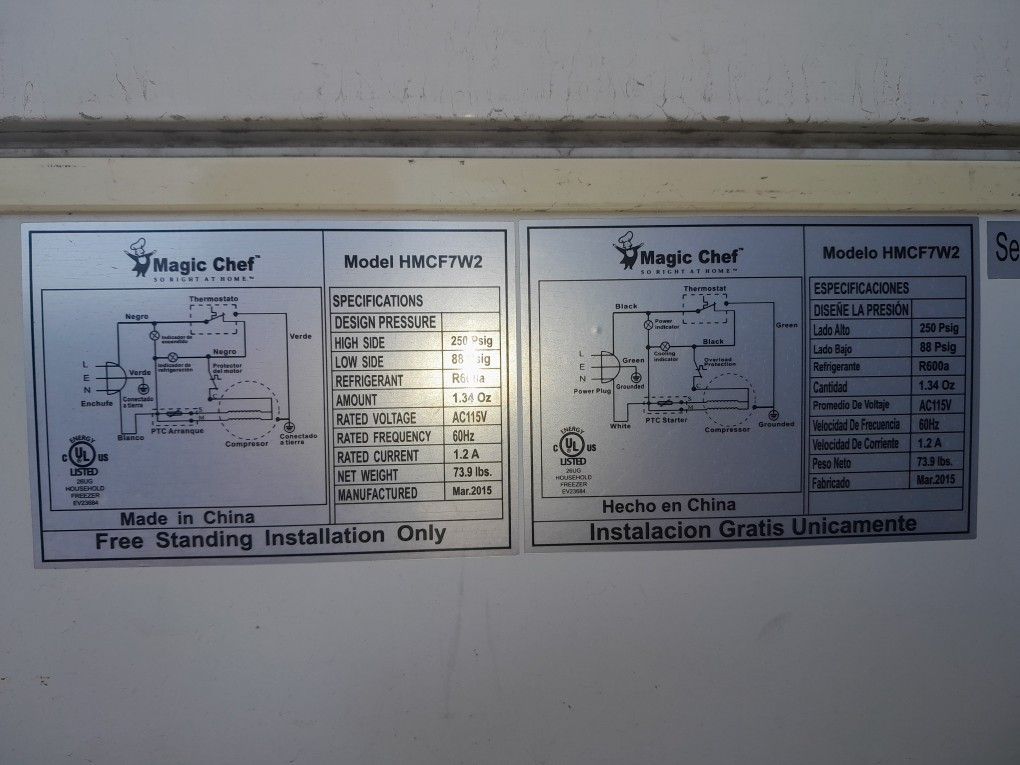 Magic Chef Freezer Color Blanco