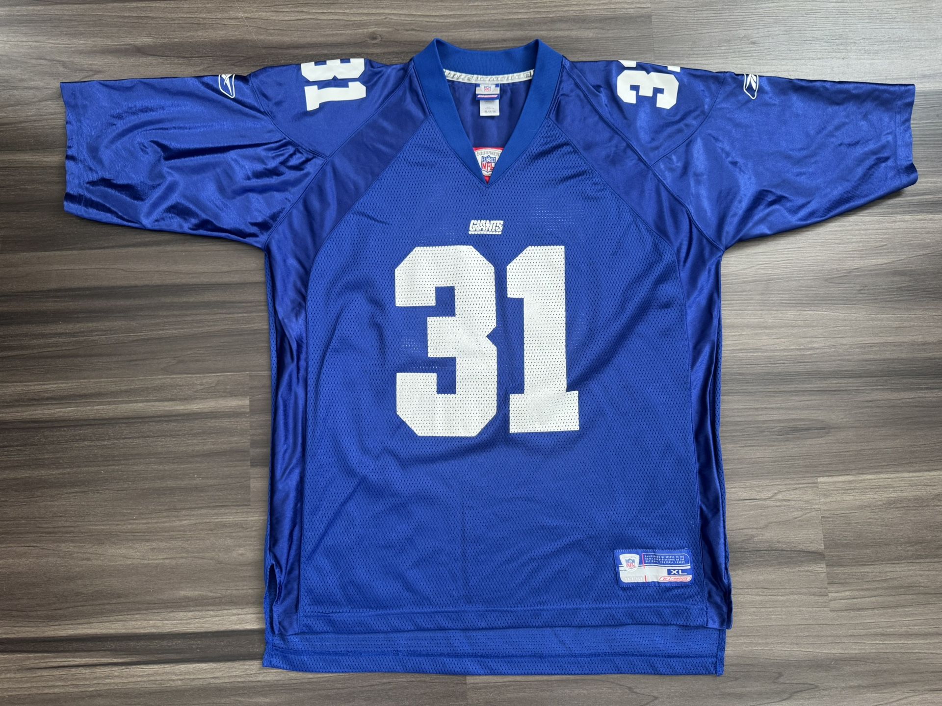 Vintage Reebok Jason Sehorn #31 New York Giants NFL Blue Home Jersey Men’s Sz XL