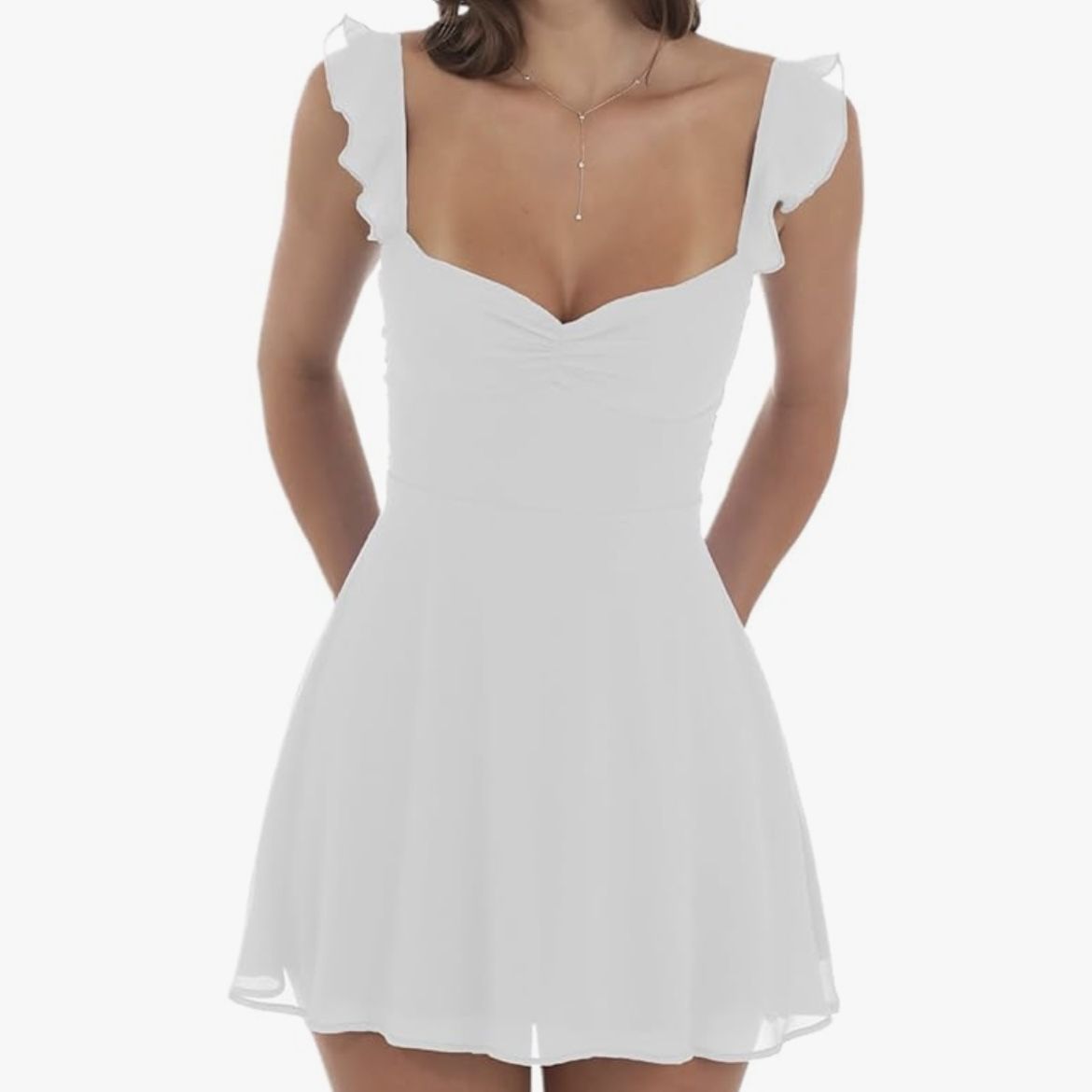 Womens S Mini White Dress Tie Back Ruffle A Line Corset Graduation
