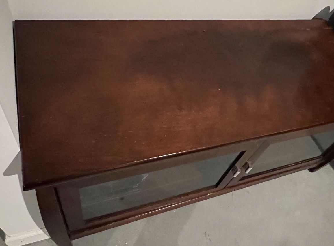 TV Stand With Glass Door Storage