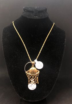 14K Gold Necklace With 10k Pendant 22”