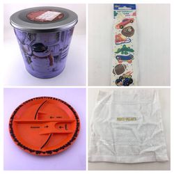 Random Items for $3.00 or Less - Snowman Popcorn Tin, Kid’s Plate, Etc.