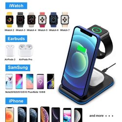 😇 Foldable 3 in 1 Charging Station for Apple, Wireless Charger for iPhone 16 15 14 13 12 11/X/8, for iWatch Series & for AirPods 2/3/4/Pro/Pro 2
