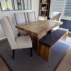 West Elm Dining Table, Bench & chairs 