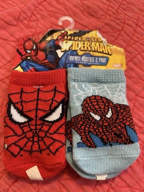 Spider-Man Infant Booties 0-12 Month 2 Pair Baby Socks