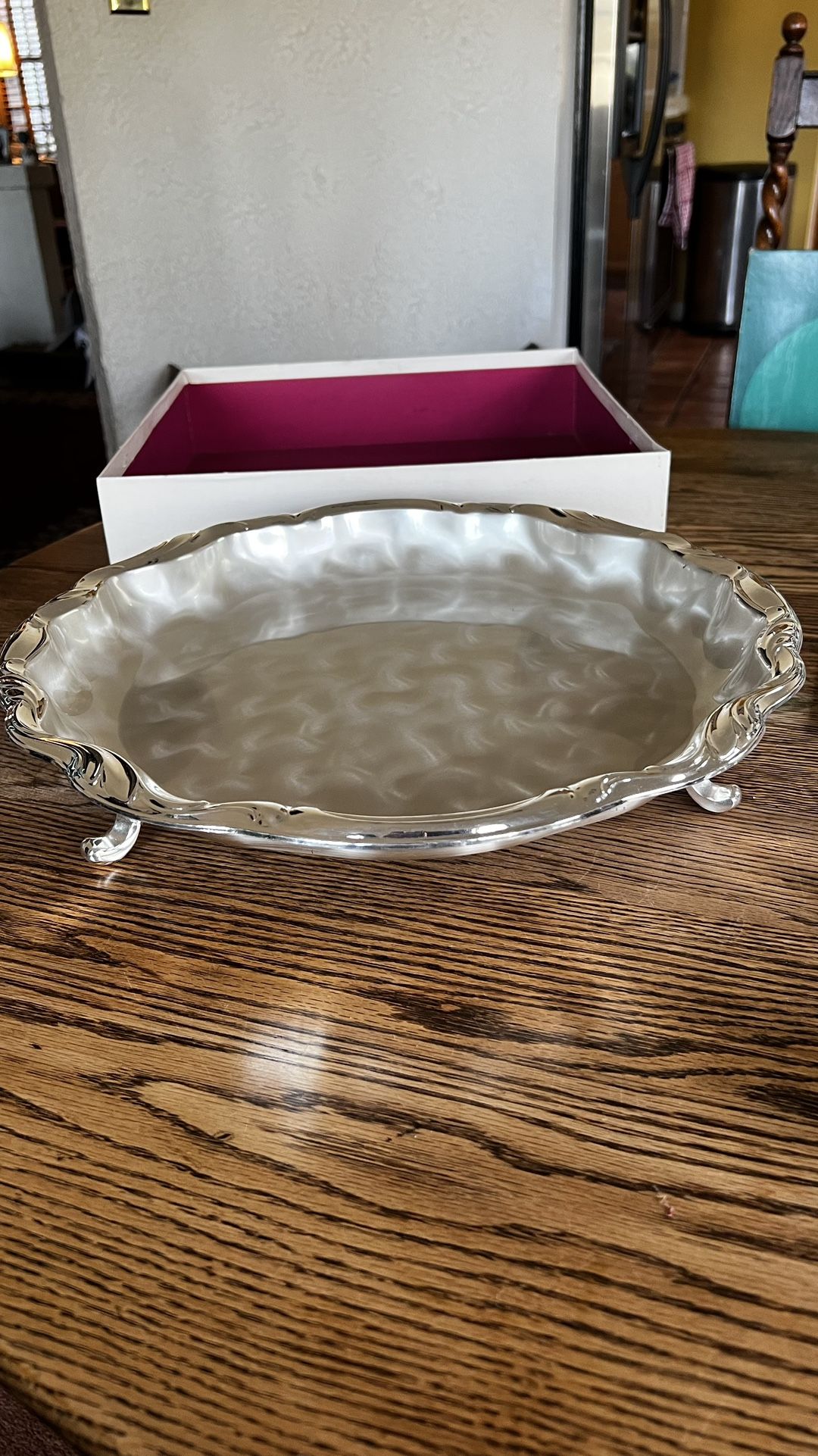 Mf Ikora Serving Dish With Pair Of Candlestick Holders Germany EP Brass
