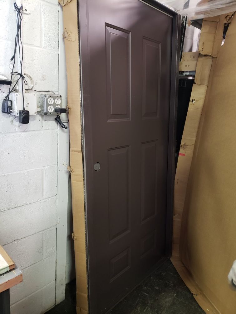 AJ Manufacturing 36" steel insulated 6-panel door with jams and closer