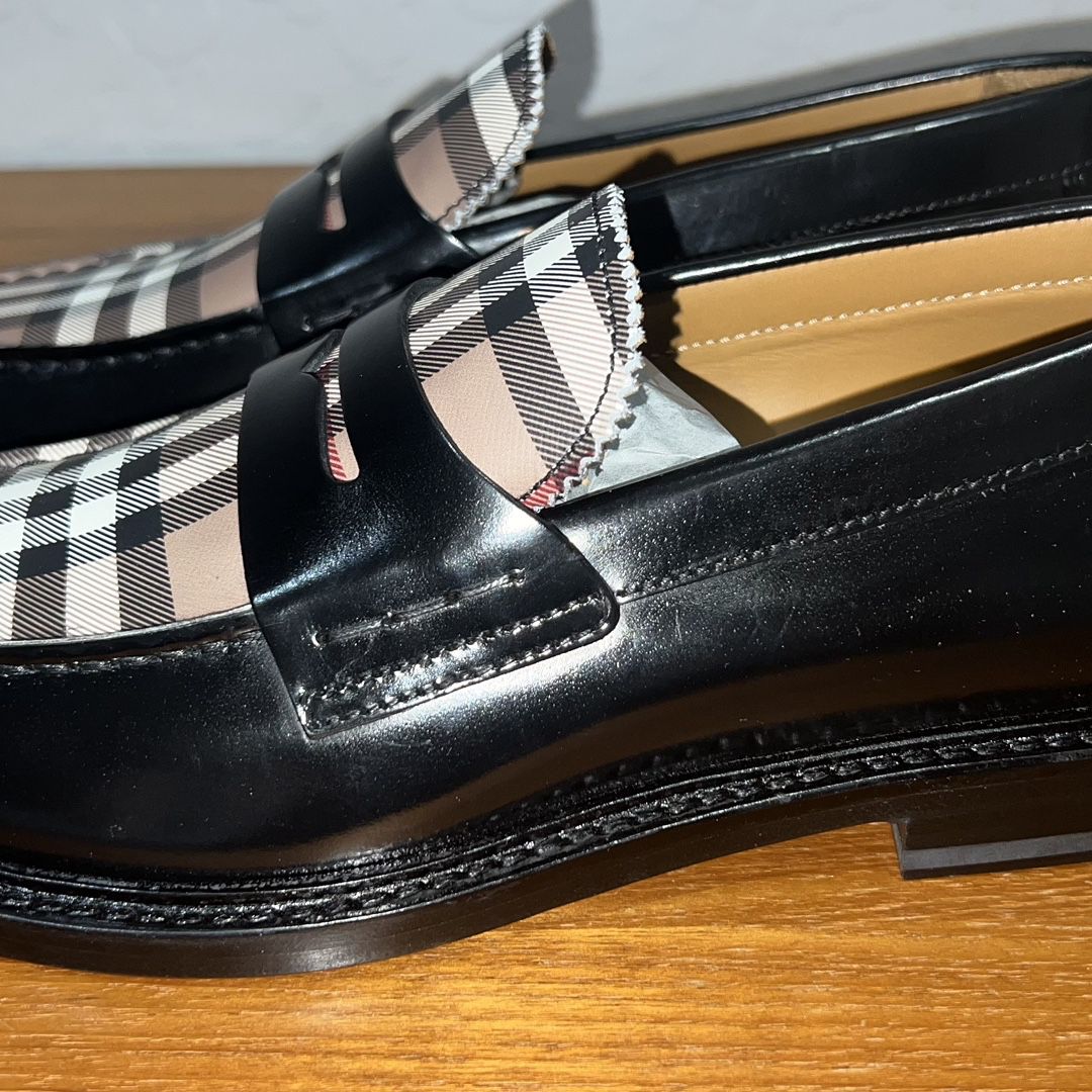 new men burberry penny loafers black size 7