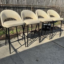 Modern Beige Upholstered Bar Stools