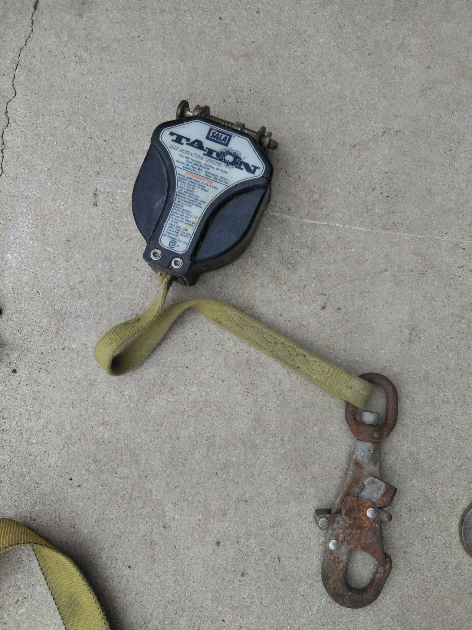 Sala talon self retracting lifeline and harnesses