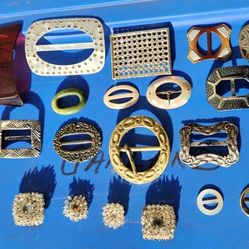 Antique belt buckle and scarf slides
