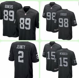 LAS VEGAS Raiders, Mendoza, Crosby and Jeanty jersey, cap or hat, women's scarf and glove set or Santa hat in Rally Towel Bundle