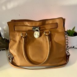 Michael Kors Hamilton Studded Tote (L) Tan Pebbled Leather 