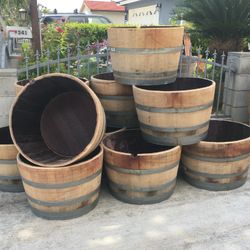 Wine Barrel Planters $40 Each