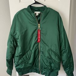 H&M green bomber jacket Size 6