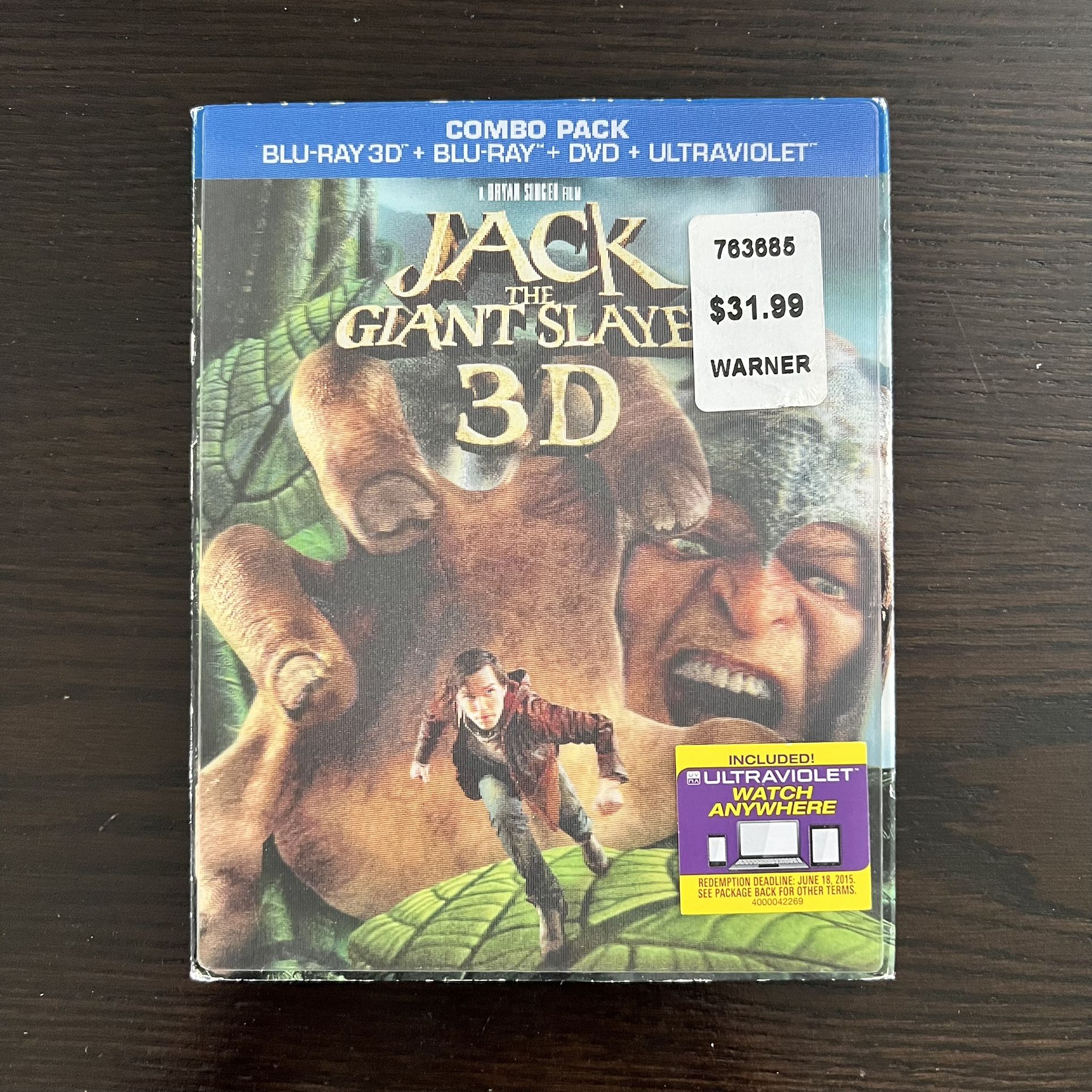 Jack the Giant Slayer 3D Blu-Ray, Blu-Ray, Digital Copy Movies w/ Slipcover