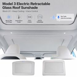 Model 3 Electric Retractable Glass Roof Sunshade Block UV Keep Cooling Voice Control
