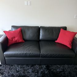 IKEA Leather Sofa With Rollaway Bed