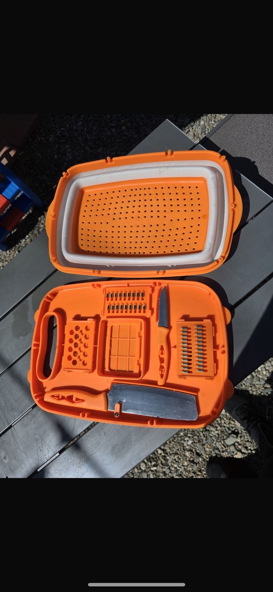 Cutting Board with Foldable Colander 10-in-1 Multipurpose Set Sturdy Compact Space-Saving Easy Cleaning Machine Washabl