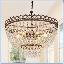 Wellmet 22" Modern Crystal Chandelier, 6-Light Contemporary Adjustable Hanging Light Fixture, for Dining Room, Bedroom, Living Room, Kitchen, Hallway,