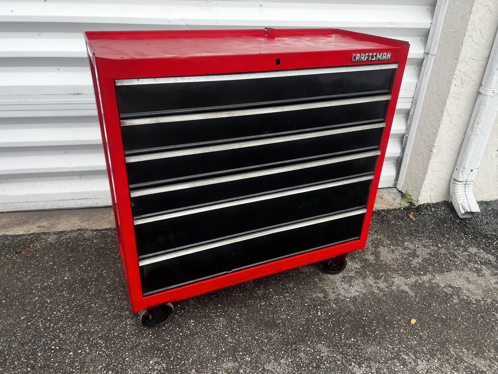 Vintage Craftsman 6 Drawer Red Steel Rolling Garage Shop Top Chest Storage Cabinet! 18x41x41in