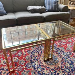 Glass And Gold/Brass Coffee Table x 2