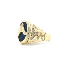 14kt Gold Oval Onyx Ring With Horse 6.30grams Size 10 160674 12