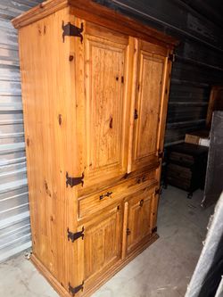 Large Rustic Solid Wood Office Storage Cabinet / Armoire – $300 OBO