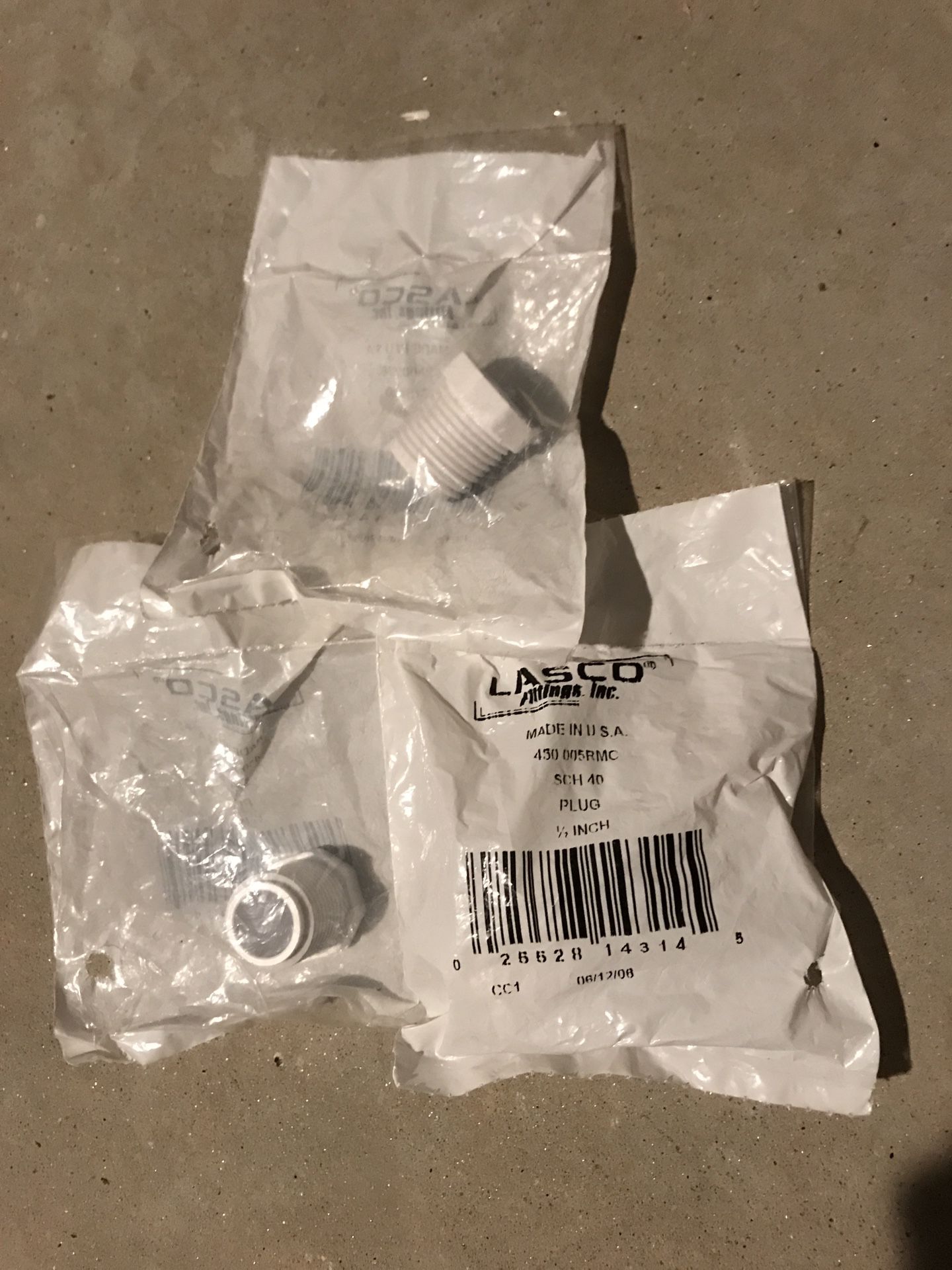 3 hot water heater drain plugs still sealed in packages - RV - Lasco Fittings