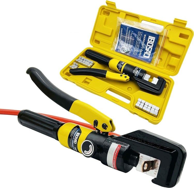 Hydraulic Wire Battery Cable Lug Terminal Crimper Crimping Tool 12 AWG to 00 (2/0) Electrical Terminal Wire Crimping Plier Kit,Marked with AWG