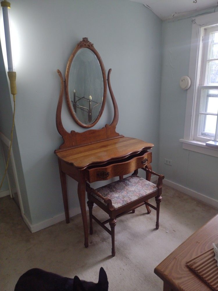 Solid Oak Vintage Vanity