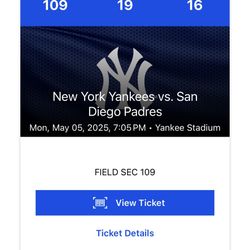 One Yankees Ticket To Mondays Game Vs Sd 