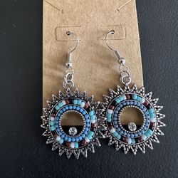 Turquoise (Imitation) Seedbead Earrings