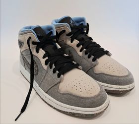 Air Jordan 1 Mid 'Crater Grey University Blue' Men's Shoes Refurbished Size 8.5
