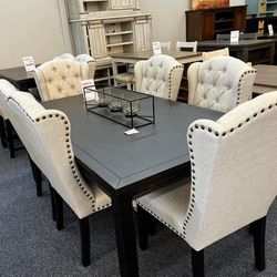 Black /gray Dining Room Set Table And Chairs 