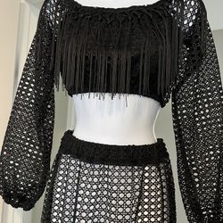 Women’s Black Bikini Cover Up 2 Piece Set